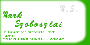 mark szoboszlai business card